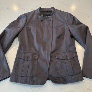 BANANA REPUBLIC Vintage Grey Zip Up Blazer - Sz 10 Industrial Structured Office